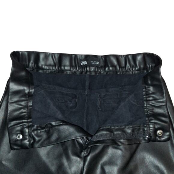 Zara Black Vegan Leather Pants L – Chic Straight Leg | Fall Staple, Sleek Fit - Picture 5 of 8